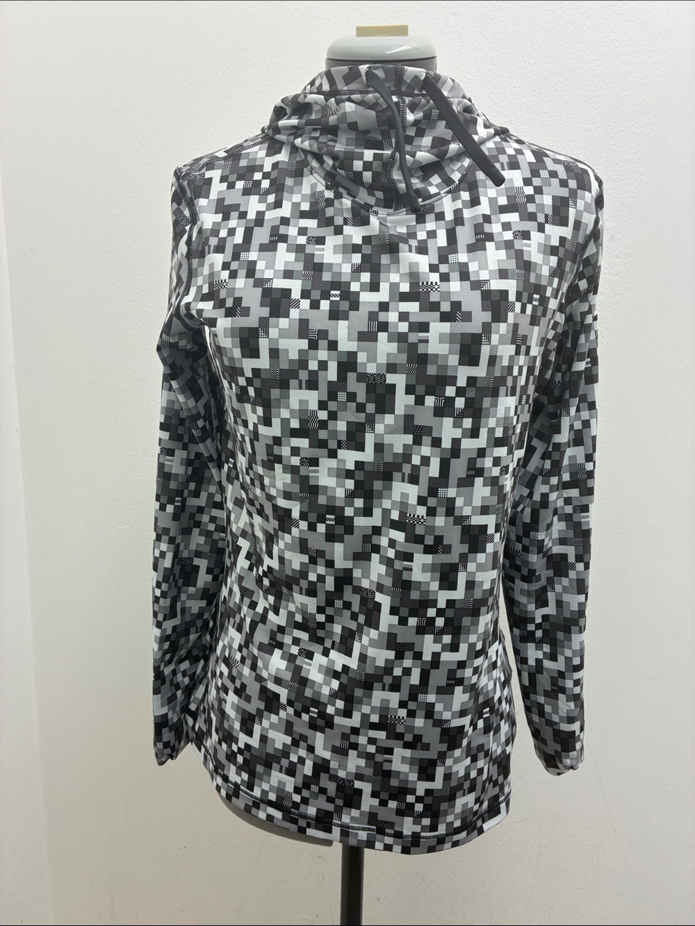 Nike Women's Black & White Pixel Camo Hoodie Pullover